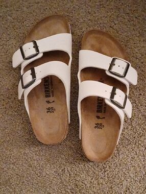 Birkenstock White Arizona Double Strap Sandals for Women